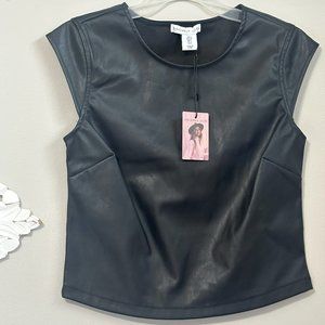BRAND NEW Black "Leather" Top - Small